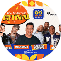 São Gonçalo Festival com Sorriso Maroto, Delacruz, MC Maneirinho e Pagode do Adame, dia 09 de outubro. Garanta seu ingresso com desconto usando o código BLOCOSRJ.