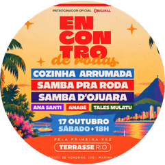 Neste sábado, 17 de outubro, tem Encontro de Rodas no Terrasse Rio, na Marina da Glória! Cozinha Arrumada, Samba Pra Roda, Samba D'Ojuara e convidados, das 18h às 5h. Garanta seu ingresso com desconto usando o cupom BLOCOSRJ!