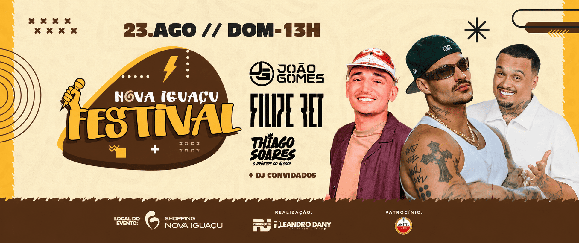 Festival Nova Iguaçu acontece dia 23/08 no Shopping Nova Iguaçu com João Gomes, Filipe Ret e Thiago Soares. Use o cupom BLOCOSRJ e garanta desconto no ingresso. Meia-entrada solidária com 1kg de alimento.
